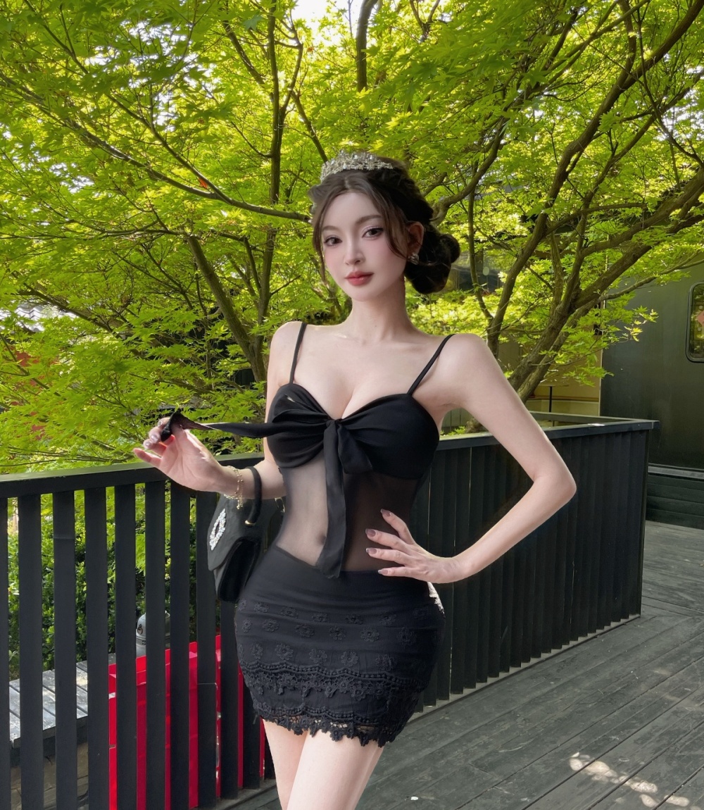 Strapless splice sexy sling mixed colors dress