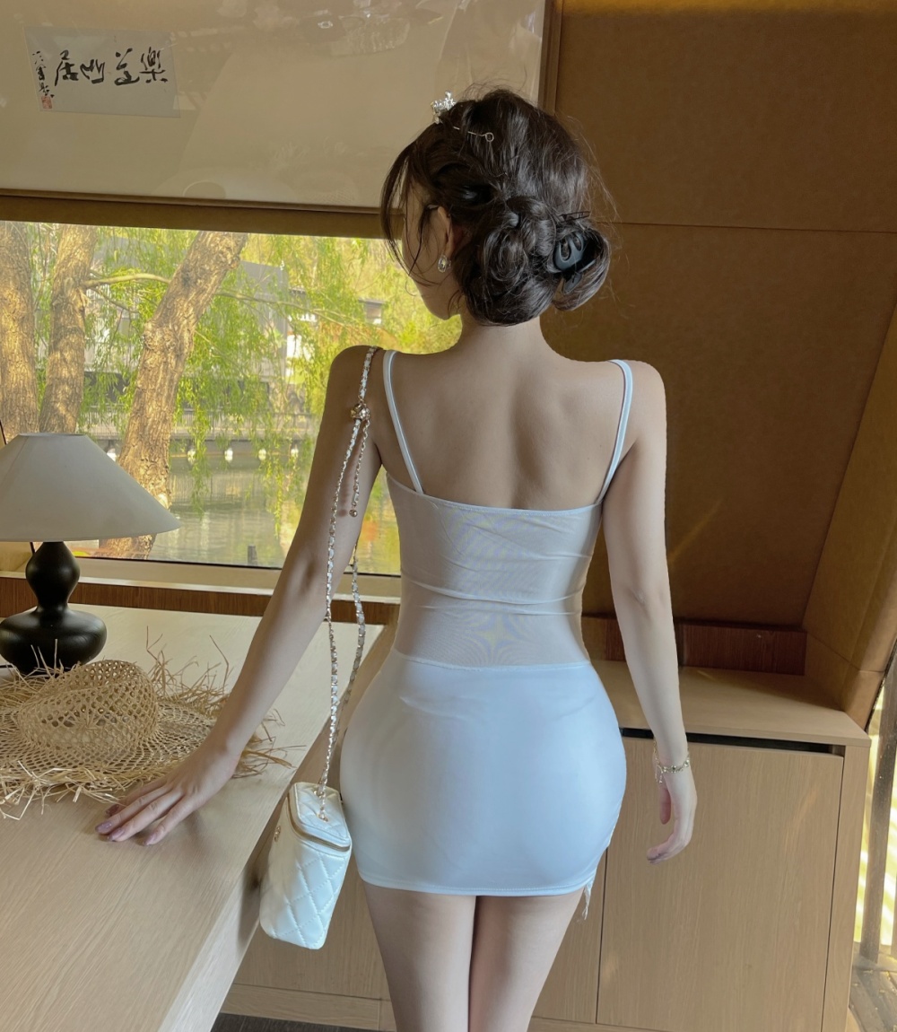 Strapless splice sexy sling mixed colors dress