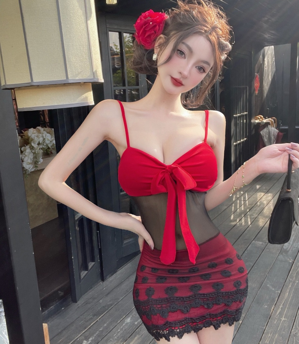 Strapless splice sexy sling mixed colors dress