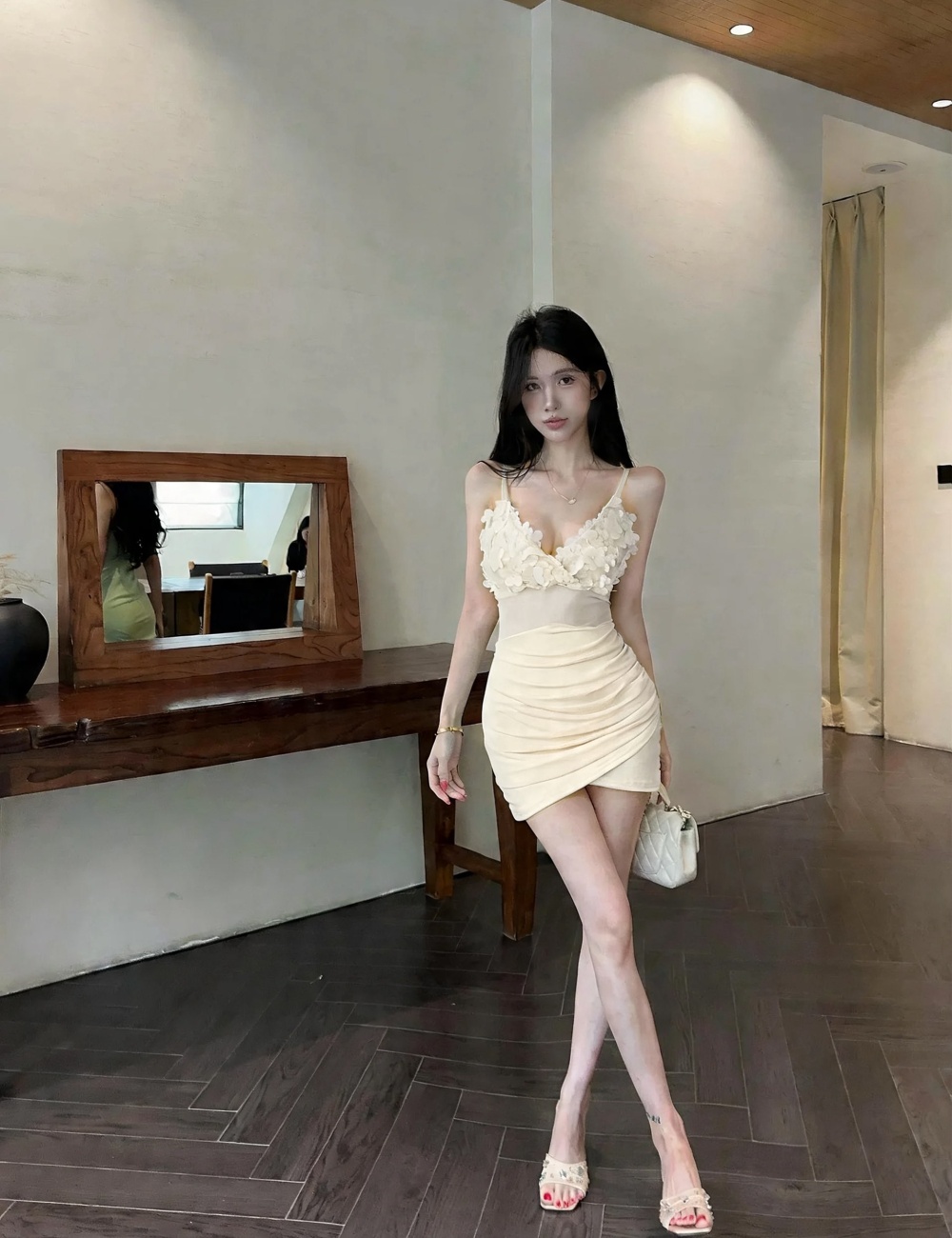 Gauze fold stereoscopic summer dress for women