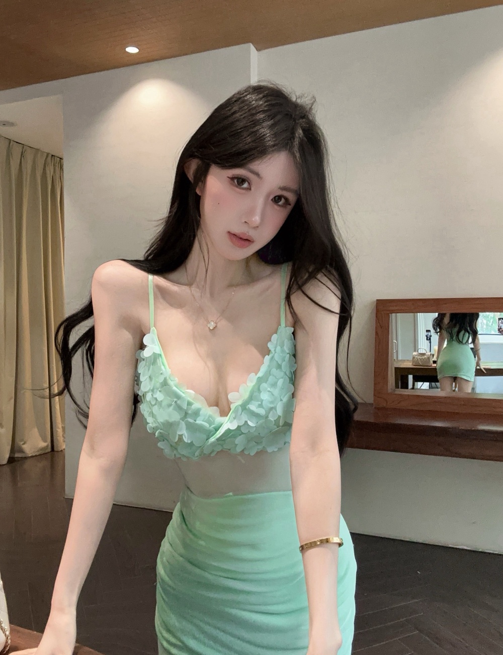 Gauze fold stereoscopic summer dress for women