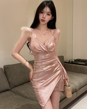 A-line sling refreshing dress halter package hip T-back