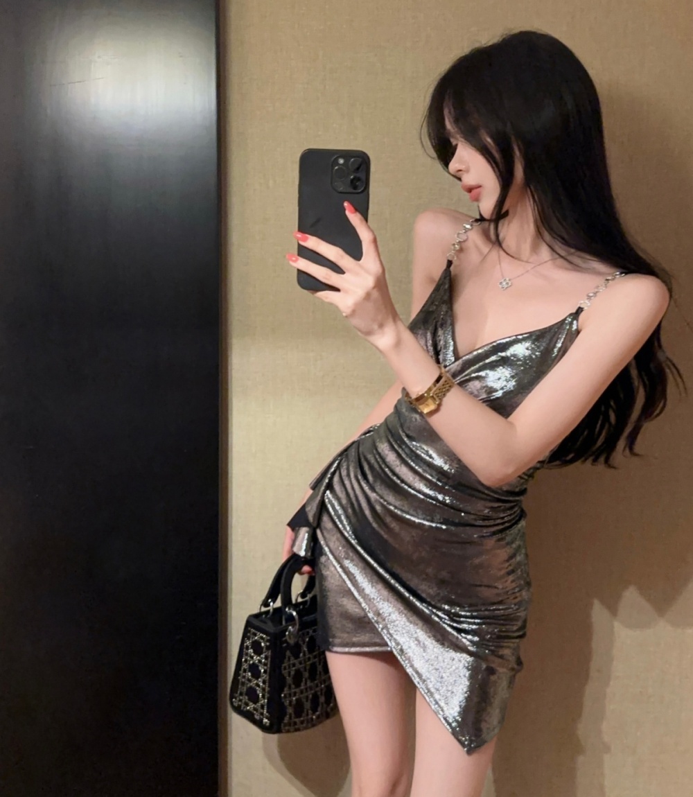 A-line sling refreshing dress halter package hip T-back