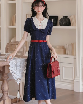France style dress pinched waist long dress for women