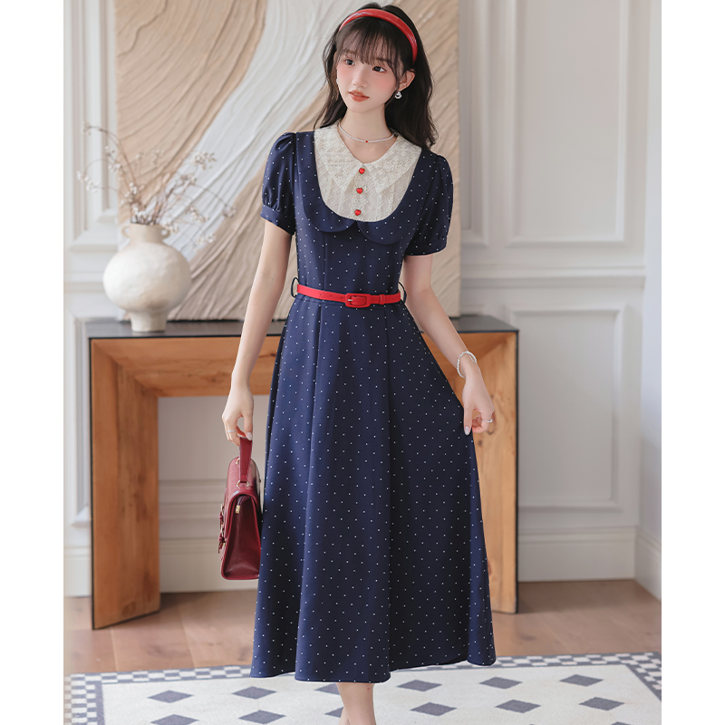 France style dress pinched waist long dress for women