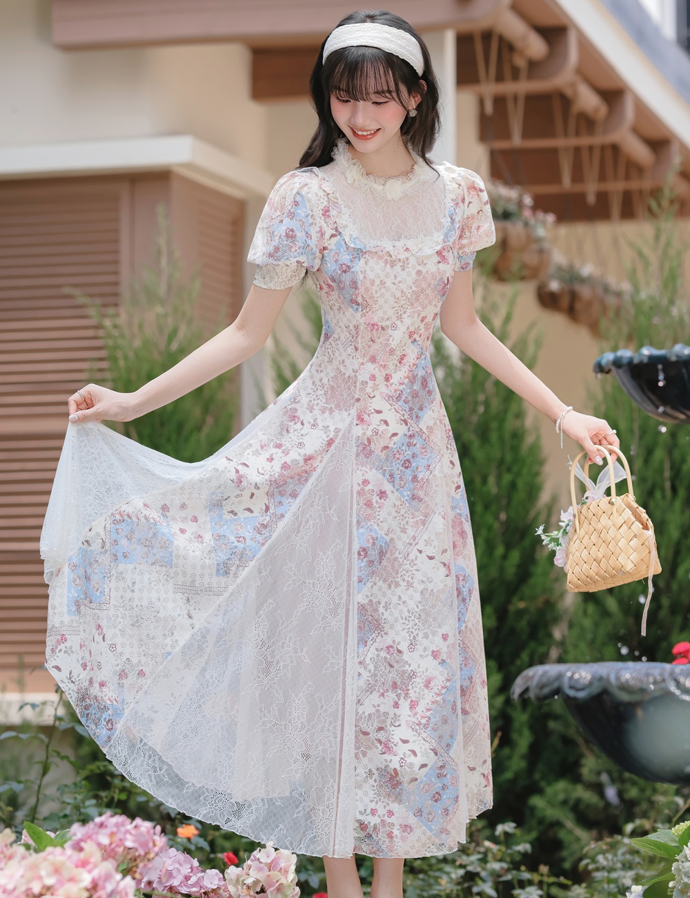 Lace splice summer France style doll dress for women