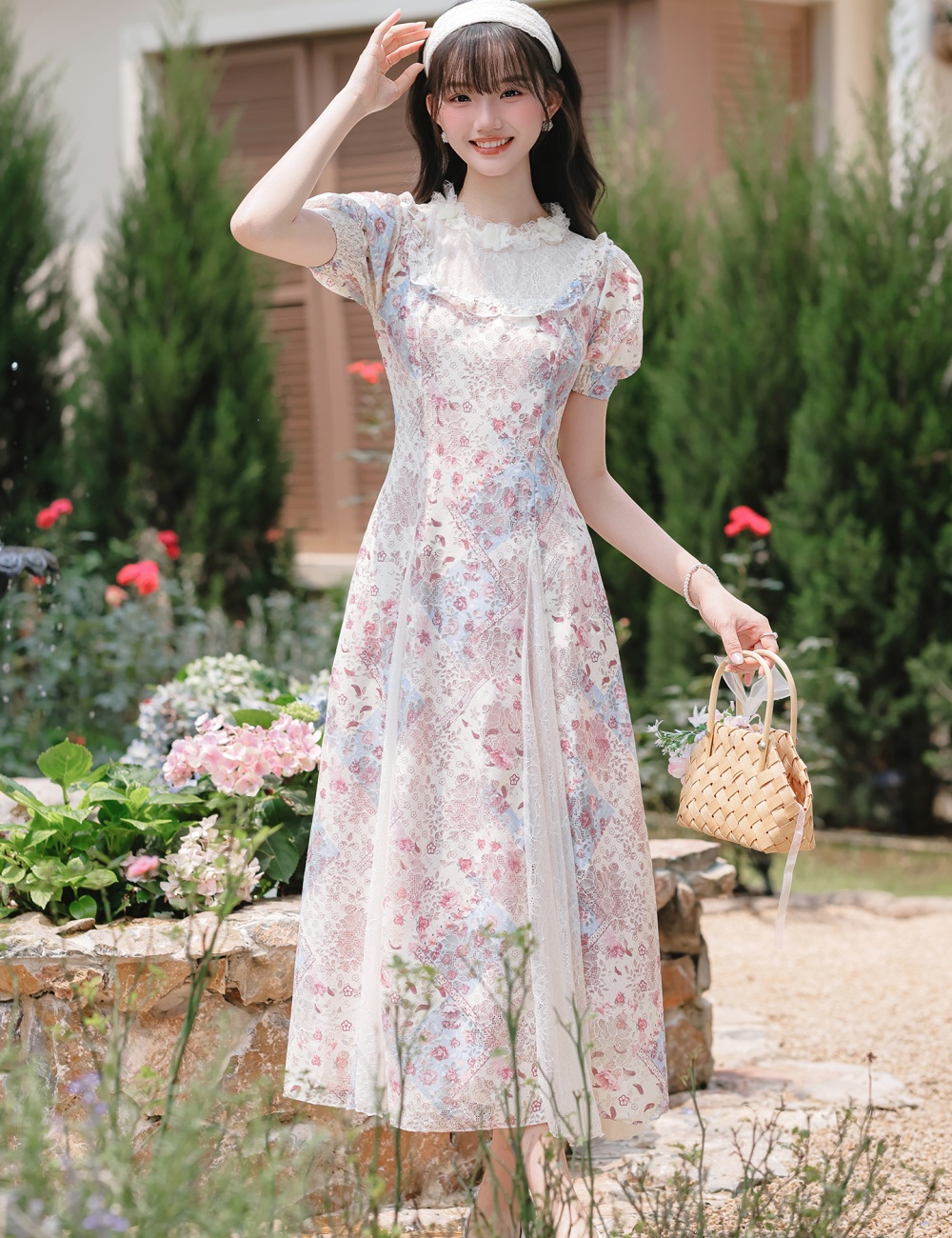 Lace splice summer France style doll dress for women