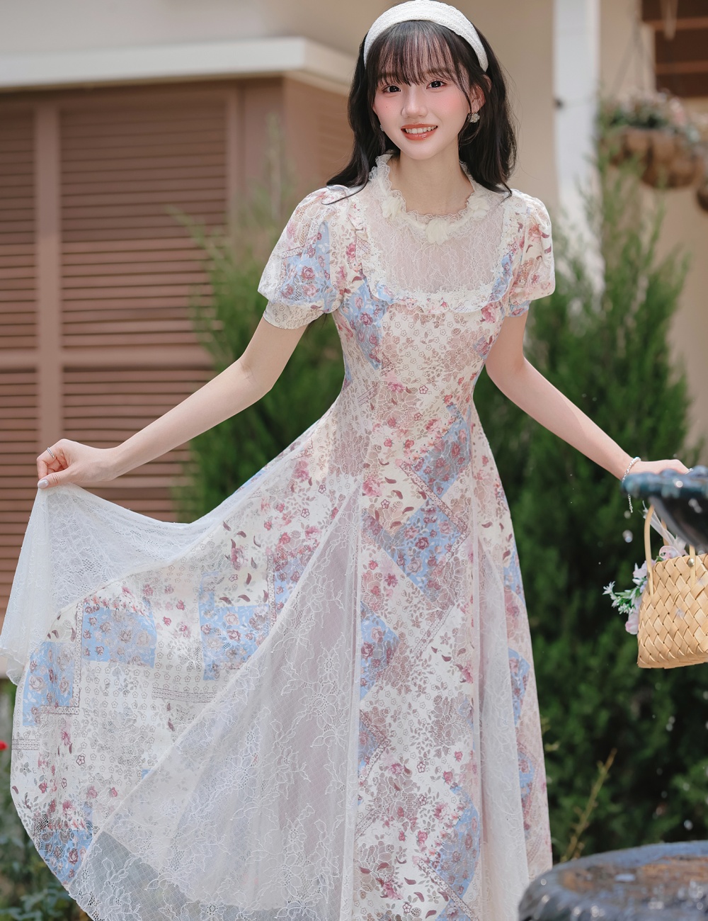 Lace splice summer France style doll dress for women