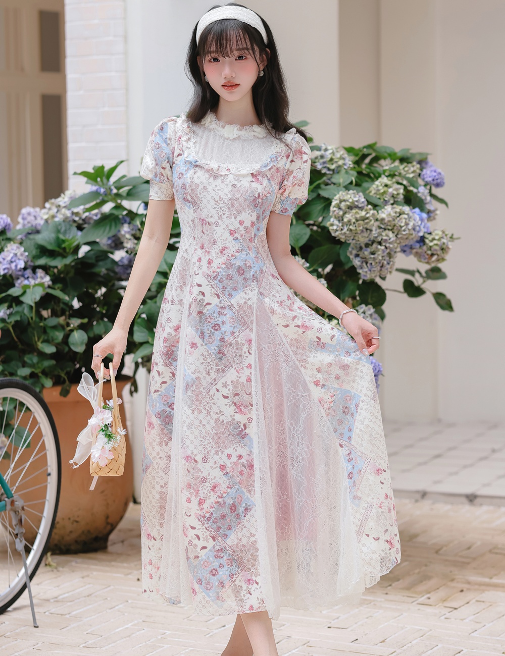 Lace splice summer France style doll dress for women