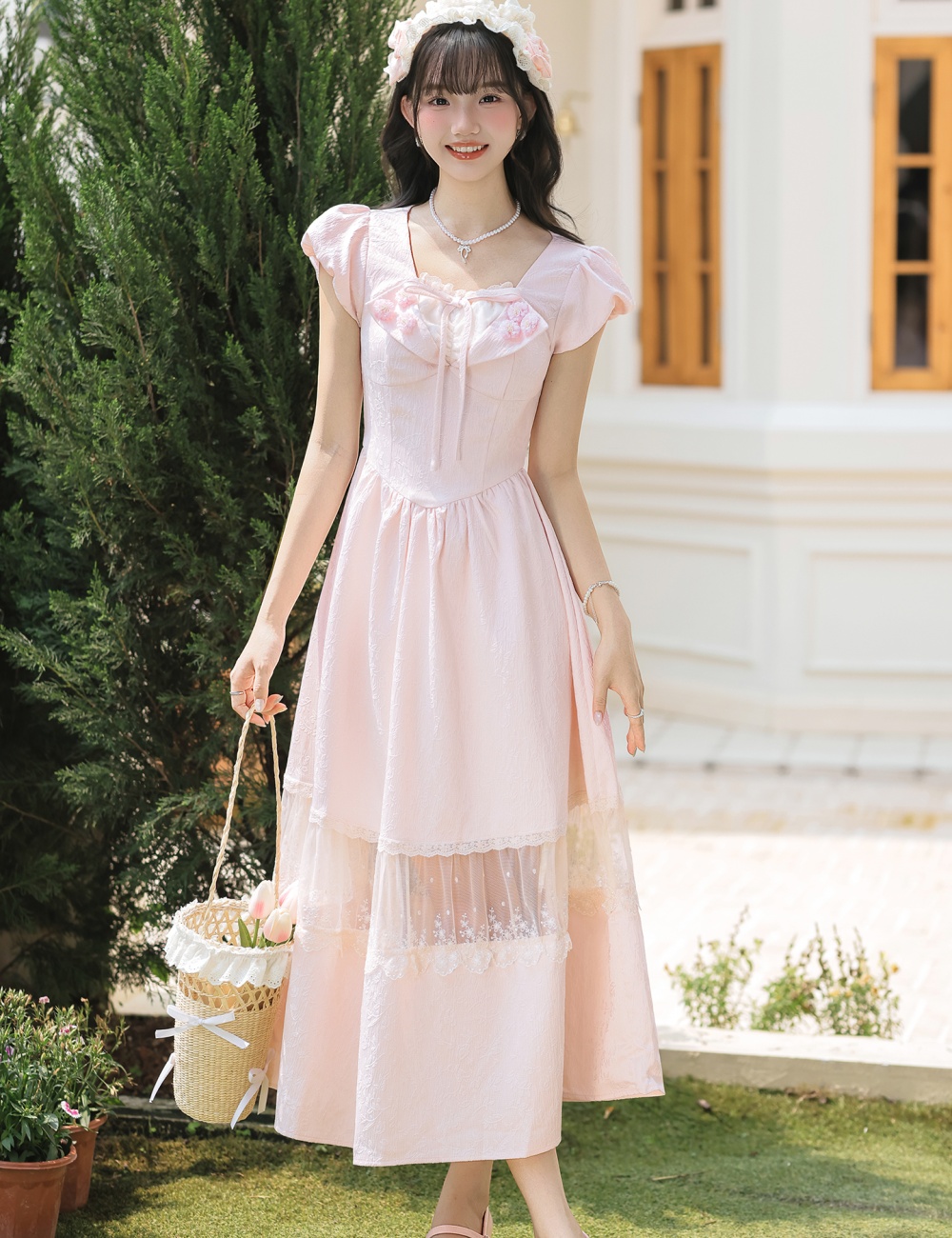 Splice slim tender lady dress lace sweet dress