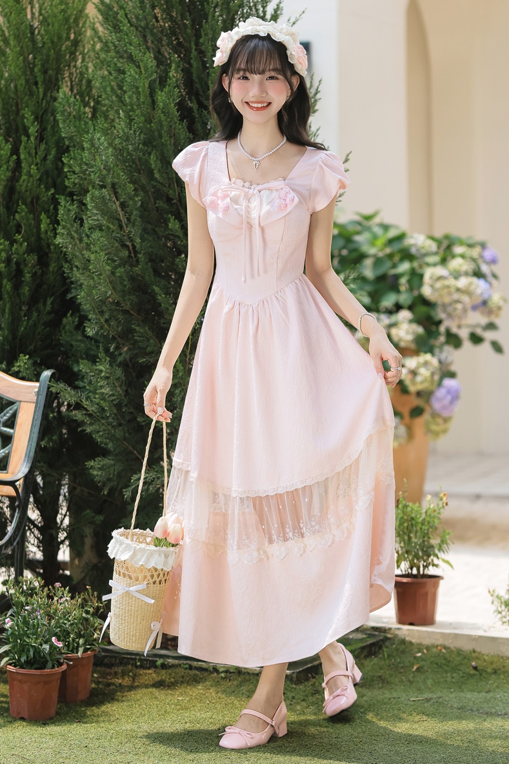 Splice slim tender lady dress lace sweet dress