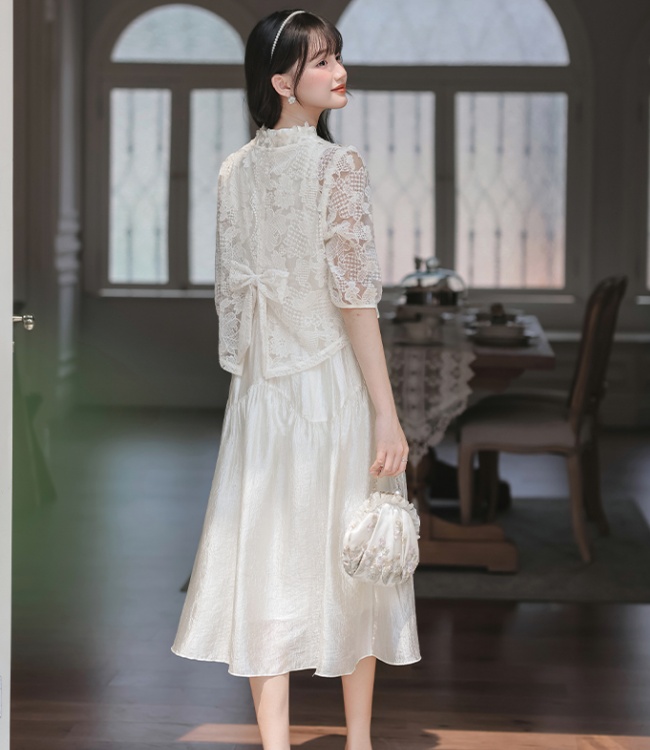 Lace small shirt summer dress 2pcs set