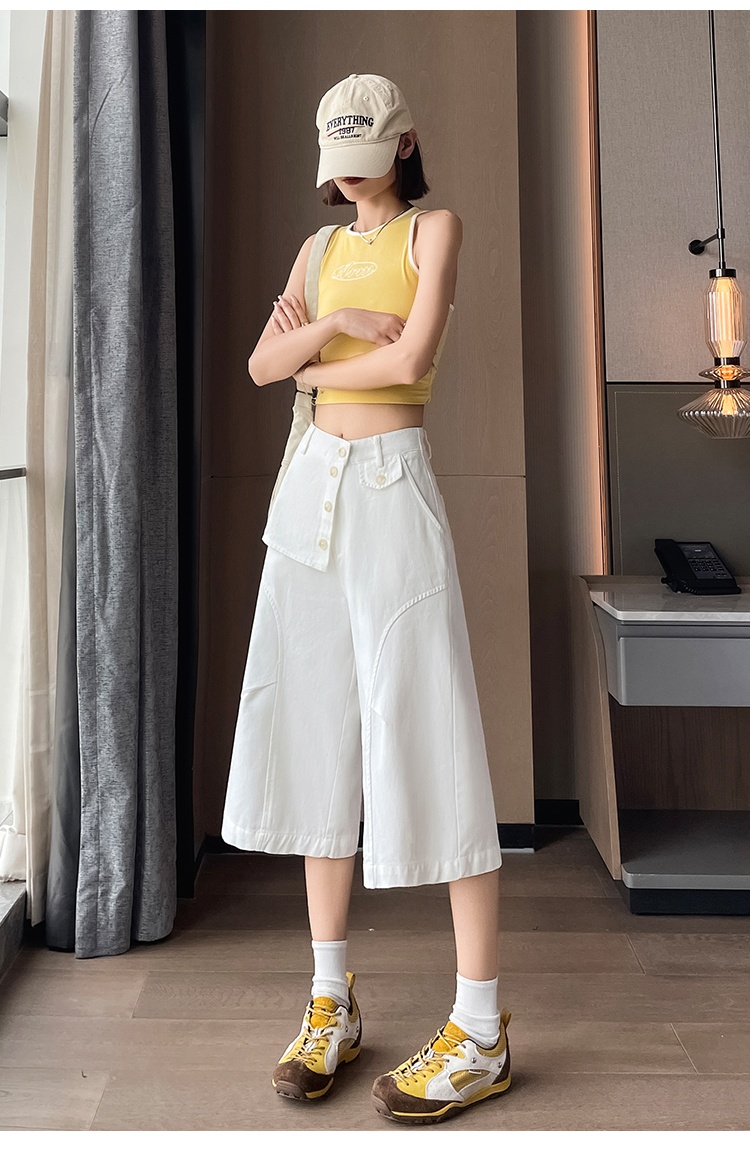 Cotton all-match work pants retro washed wide leg pants