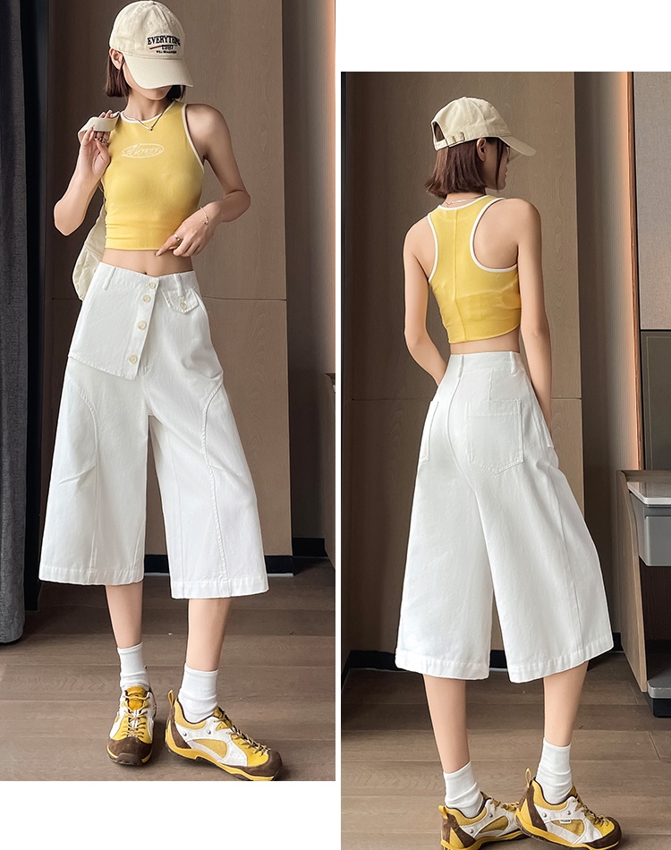 Cotton all-match work pants retro washed wide leg pants