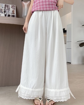 Loose ice silk wide leg pants wear cotton casual pants