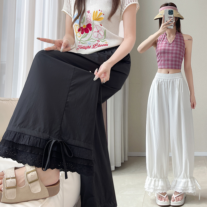 Loose ice silk wide leg pants wear cotton casual pants