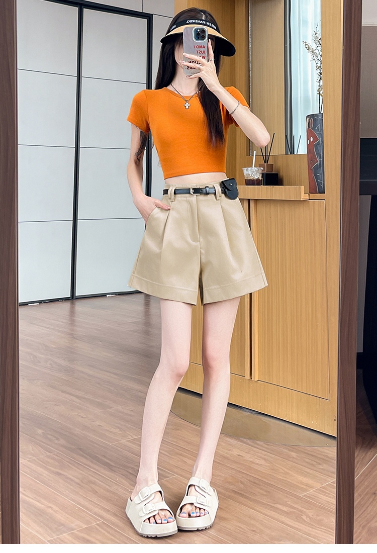 With belt shorts washed wide leg pants for women