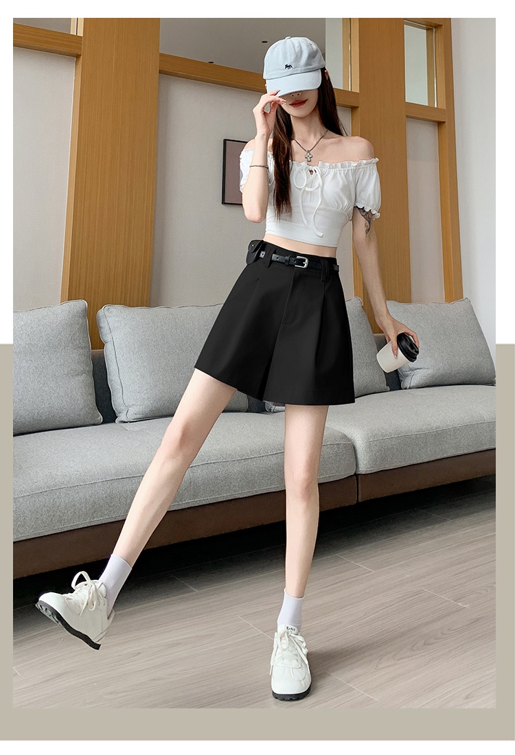 With belt shorts washed wide leg pants for women