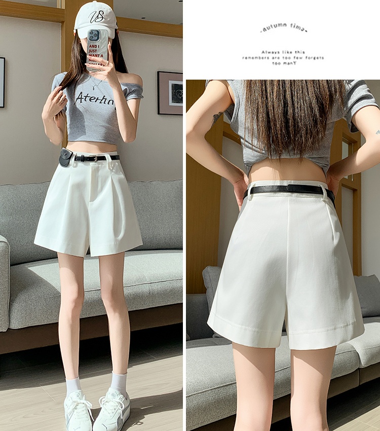 With belt shorts washed wide leg pants for women