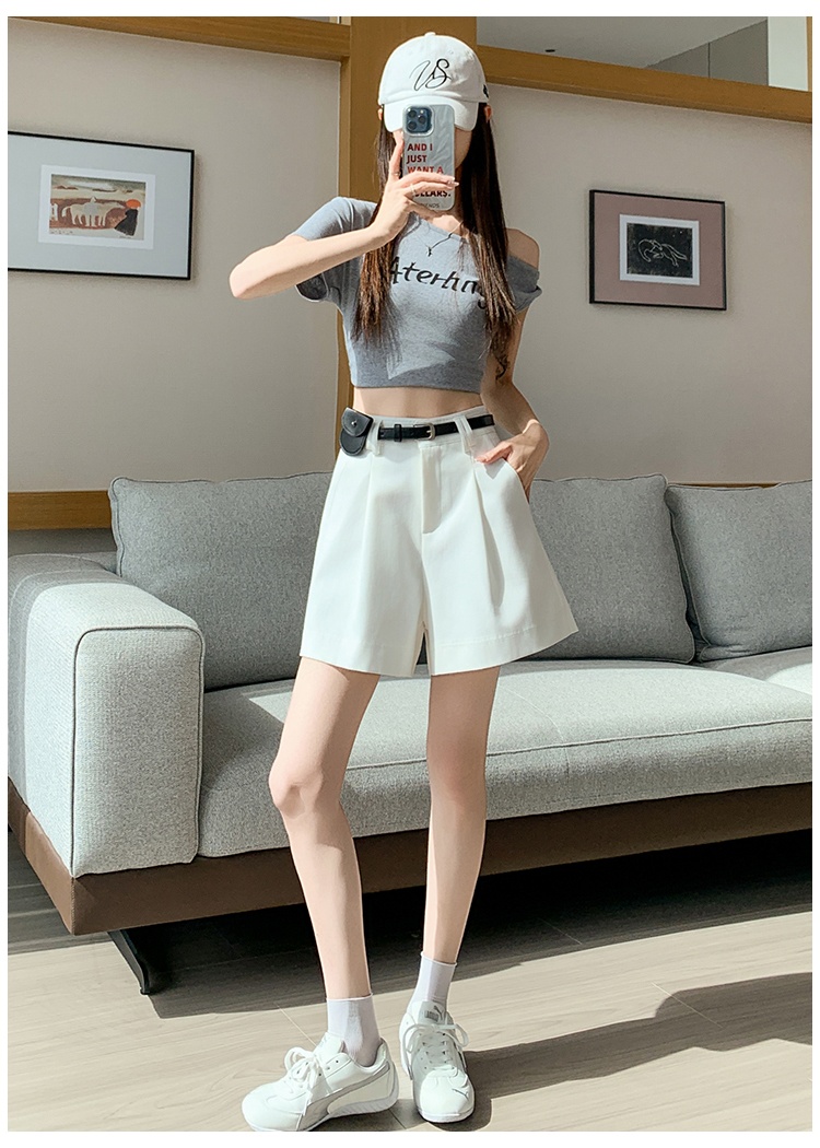 With belt shorts washed wide leg pants for women