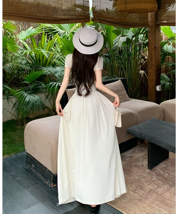 Lace niche sexy dress splice slim V-neck long dress