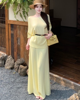 Short sleeve high waist skirt tender summer tops 3pcs set