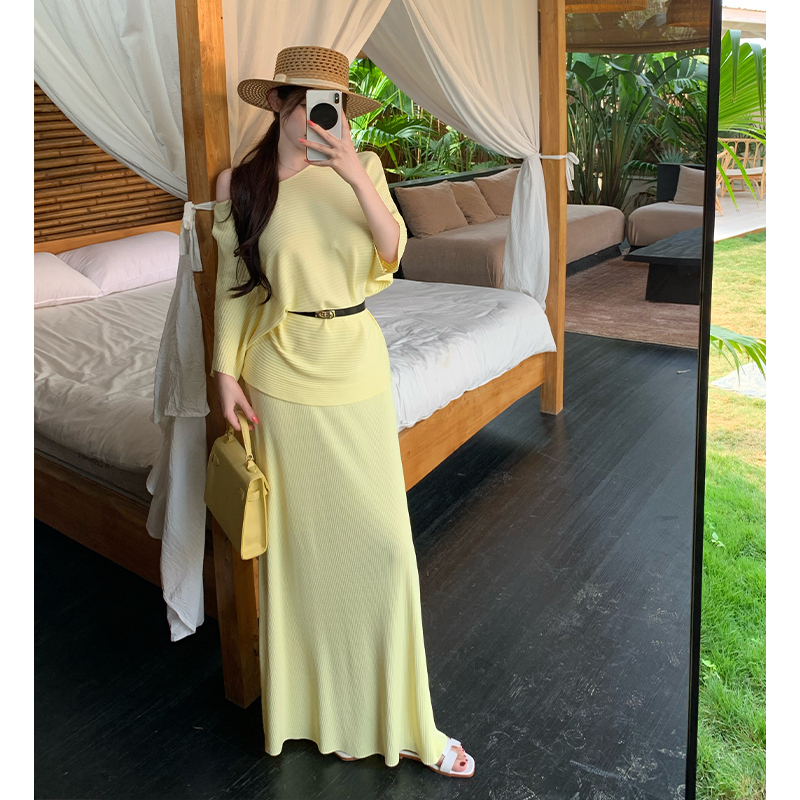 Short sleeve high waist skirt tender summer tops 3pcs set