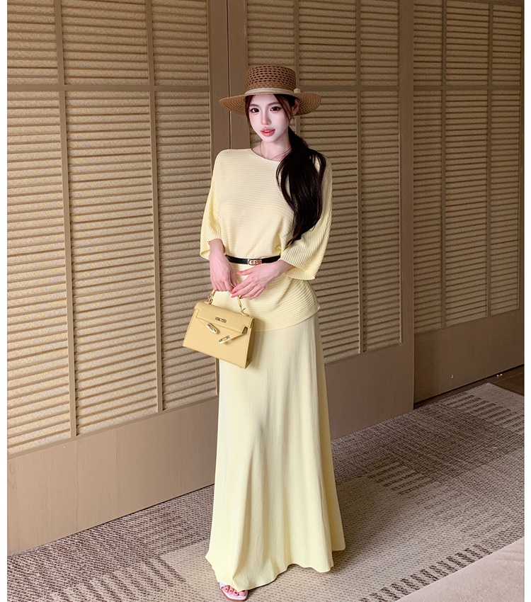 Short sleeve high waist skirt tender summer tops 3pcs set