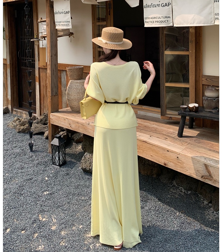 Short sleeve high waist skirt tender summer tops 3pcs set