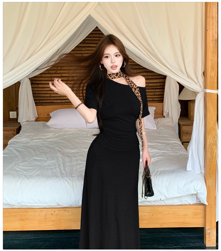 Lazy streamer tops temperament summer skirt 3pcs set