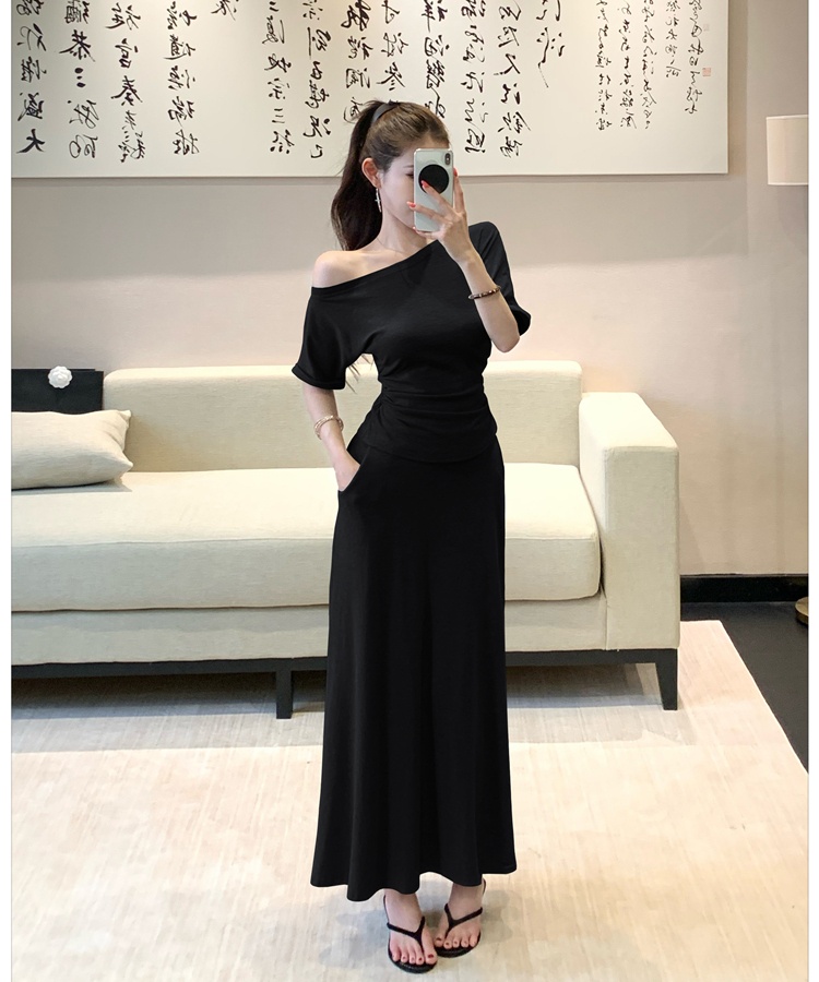 Lazy streamer tops temperament summer skirt 3pcs set