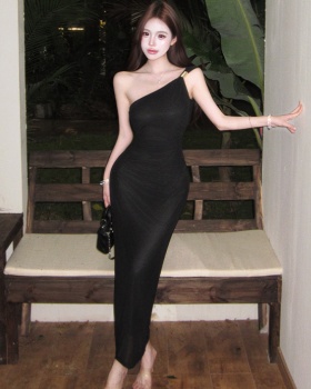 Fold package hip dress gauze formal dress for women