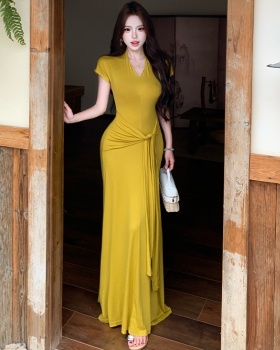 Temperament slim long dress bandage dress for women