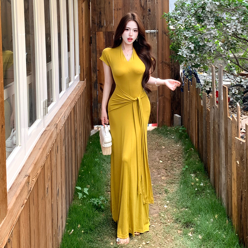 Temperament slim long dress bandage dress for women