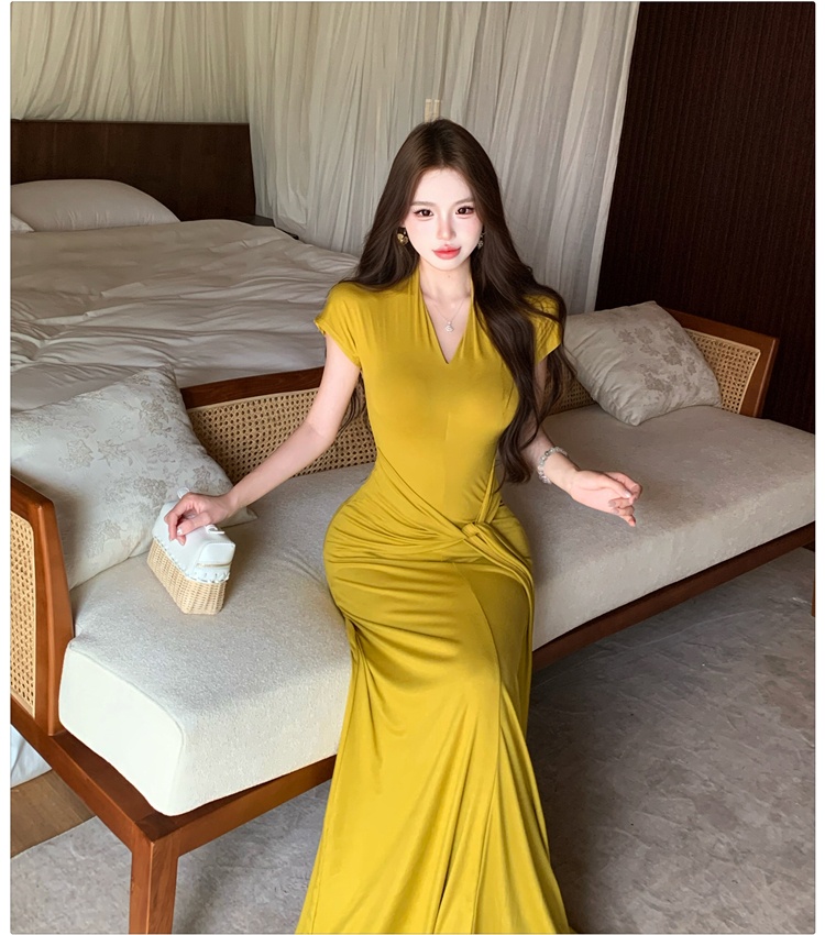 Temperament slim long dress bandage dress for women