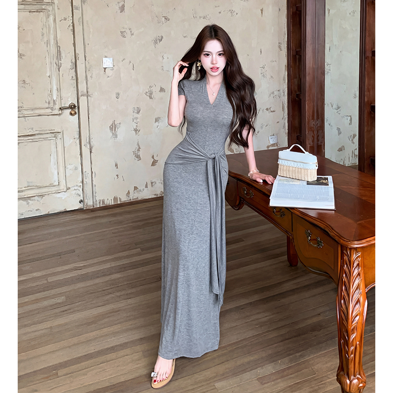 Temperament slim long dress bandage dress for women