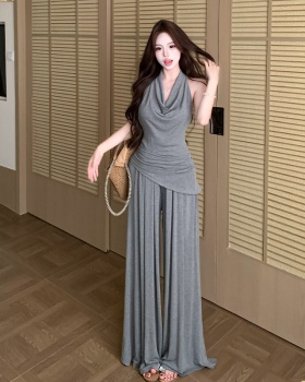 Summer sling long pants halter casual pants 2pcs set