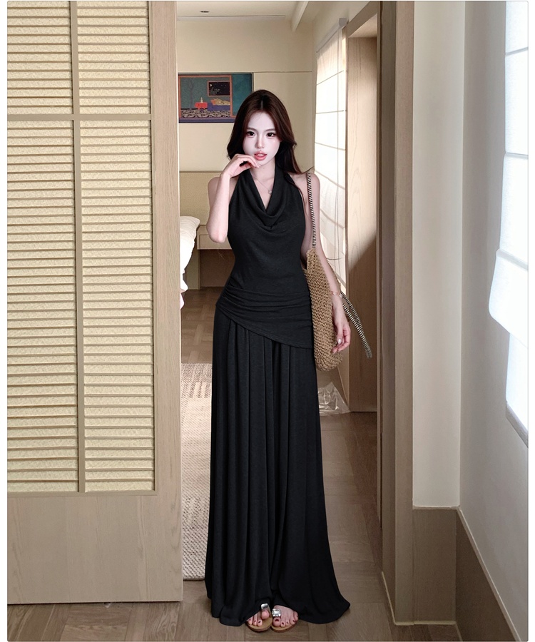 Summer sling long pants halter casual pants 2pcs set
