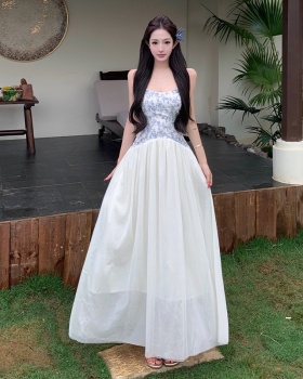 Big skirt splice long dress vacation dress for women