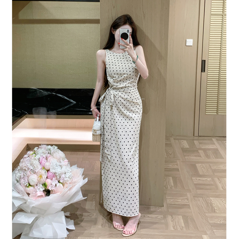 Temperament summer long dress polka dot dress for women