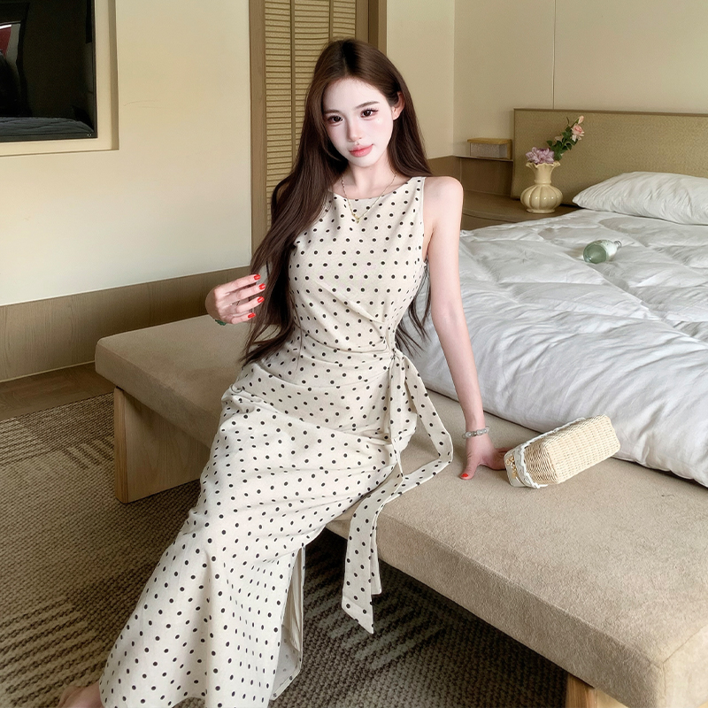 Temperament summer long dress polka dot dress for women