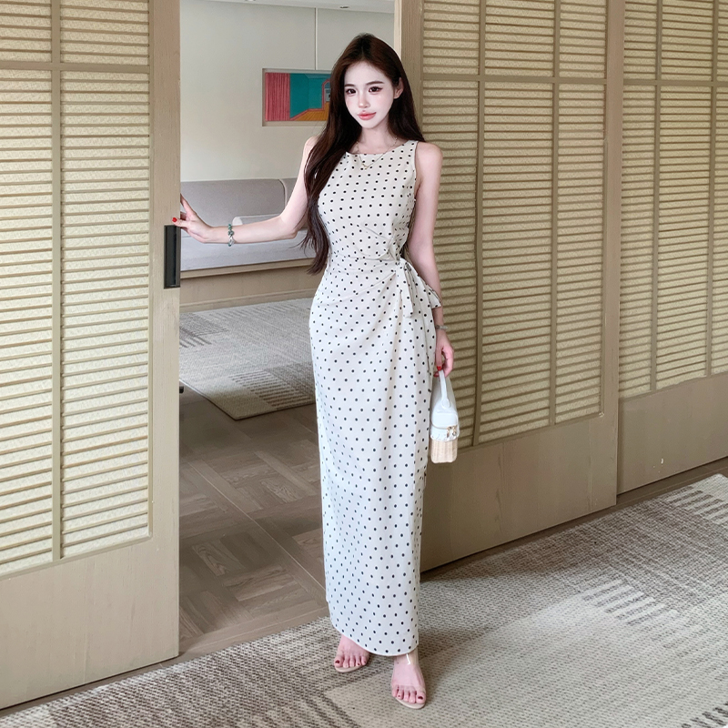 Temperament summer long dress polka dot dress for women