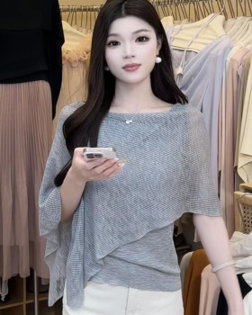 Splice Pseudo-two shawl summer Korean style tops for women