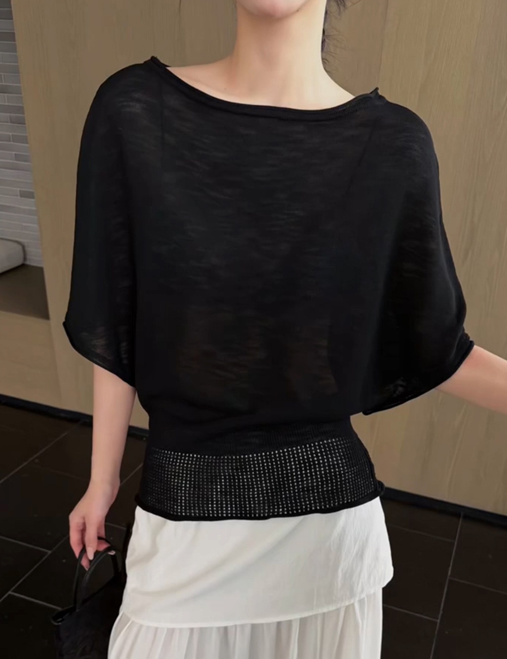 Loose outside the ride sweater hollow tops for women