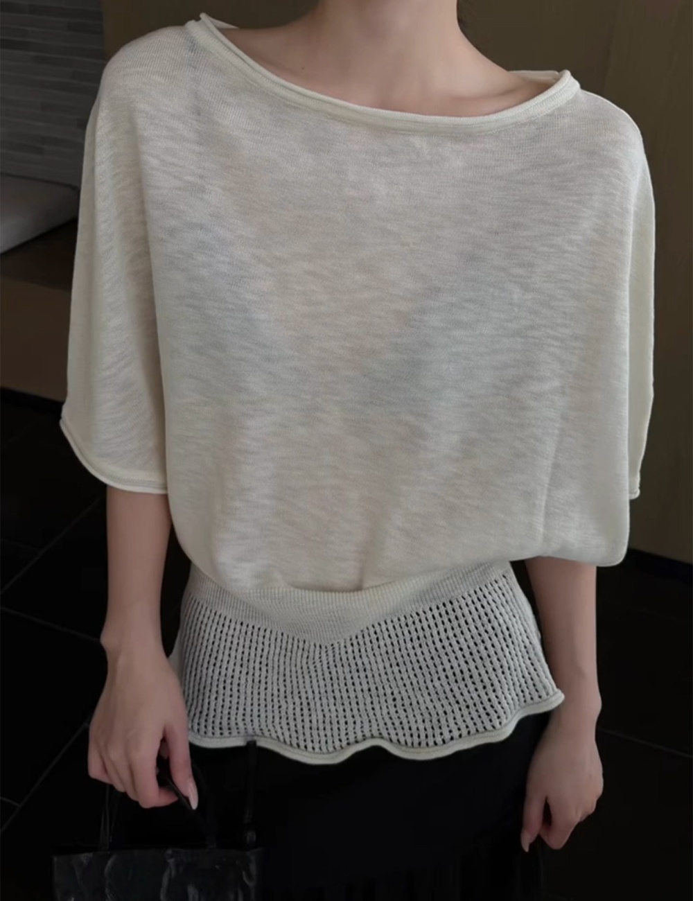 Loose outside the ride sweater hollow tops for women