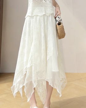 Splice vacation big skirt long dress durian A-line skirt