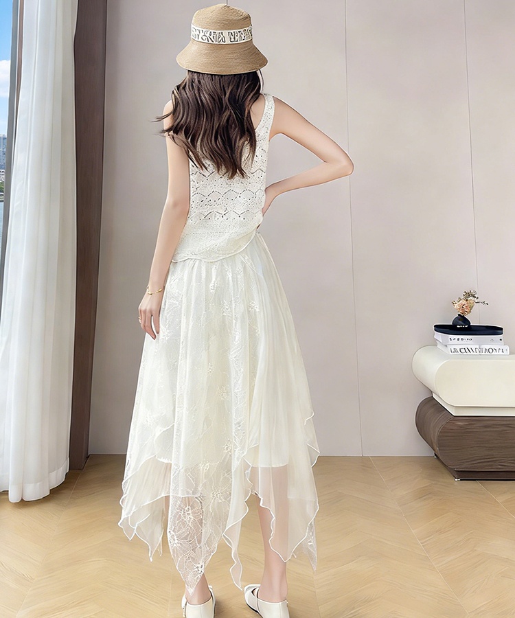Splice vacation big skirt long dress durian A-line skirt