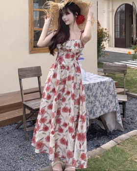 Small fellow temperament dress floral long dress for women