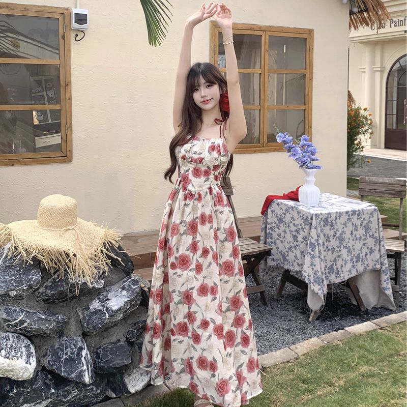 Small fellow temperament dress floral long dress for women