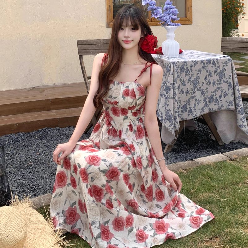 Small fellow temperament dress floral long dress for women
